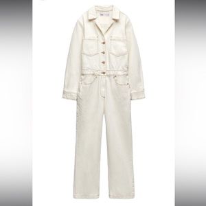 NWT ZARA White Denim Jumpsuit